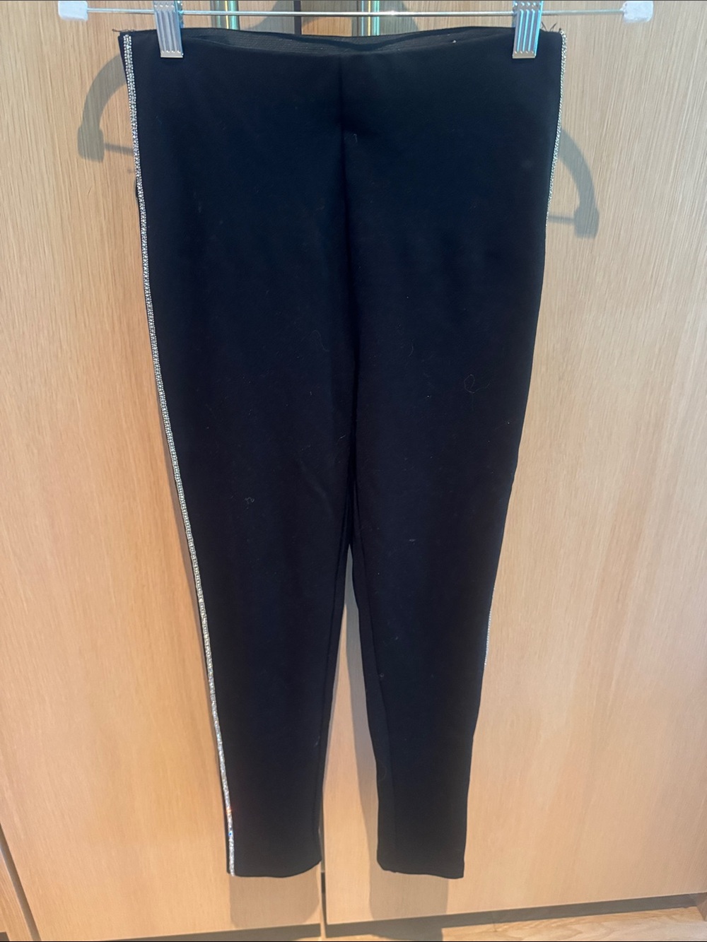 Zara Black Leggings with Silver Sparkle Side Trim